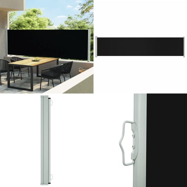 Infällbar sidomarkis 140x600 cm svart - Sidomarkis - Sidomarkiser - Home & Living