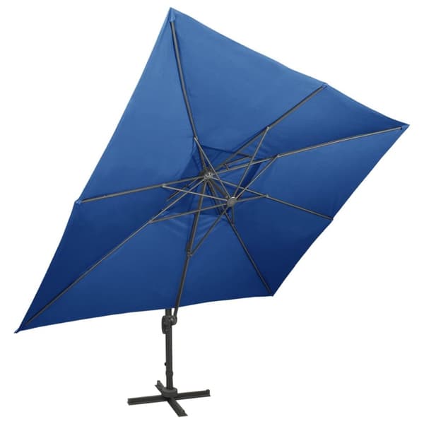 Hængeparasol med dobbelt top 400x300 cm azurblå - Parasol - Parasoller - Home & Living