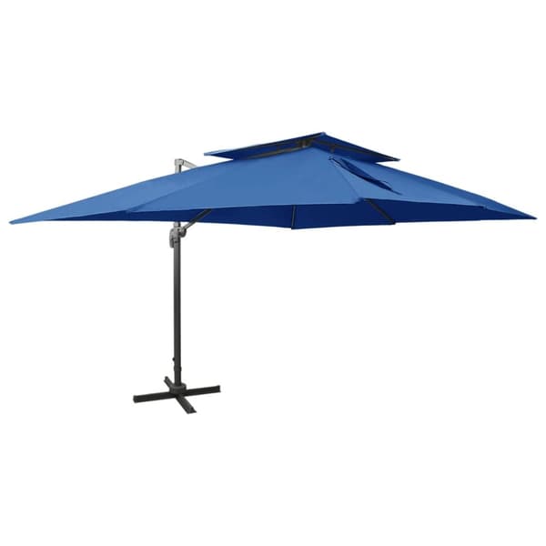 Hængeparasol med dobbelt top 400x300 cm azurblå - Parasol - Parasoller - Home & Living