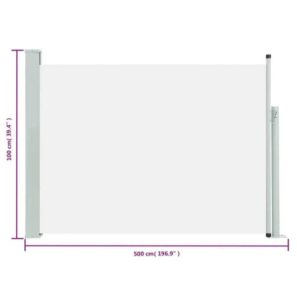 Sammenrullelig sidemarkise til terrassen 100x500 cm cremefarvet - Sidemarkise - Sidemarkiser - Home & Living