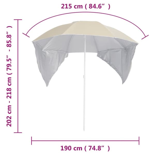 Strandparasol med sidevægge 215 cm sandfarvet - Strandparasol - Strandparasoller - Home & Living