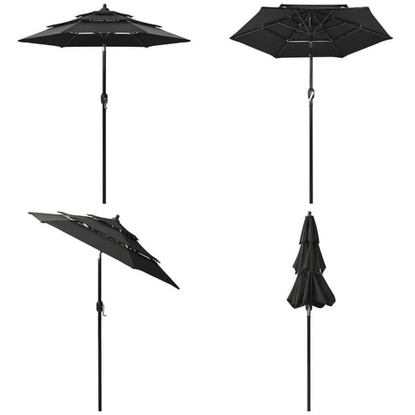 Parasol med aluminiumsstang i 3 niveauer 2 m sort - Parasol - Parasoller - Home & Living