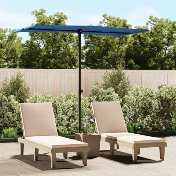 Trädgårdsparasoll med aluminiumstång 180x110 cm azurblå - Parasoll - Halvt Parasoll - Home & Living