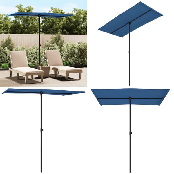 Trädgårdsparasoll med aluminiumstång 180x110 cm azurblå - Parasoll - Halvt Parasoll - Home & Living