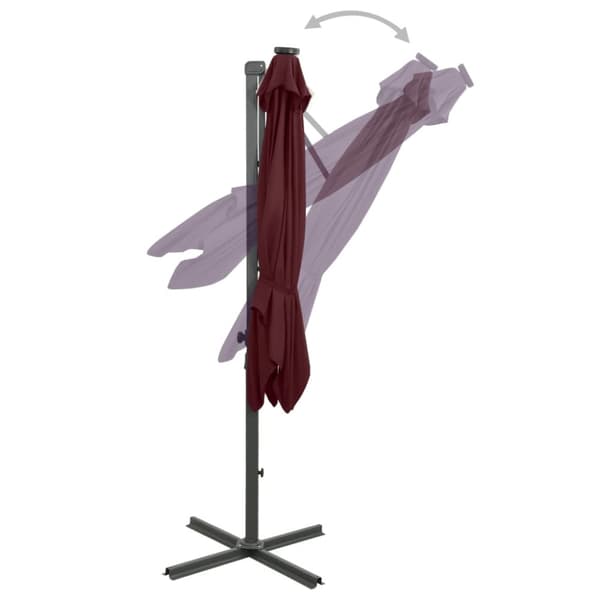 Frihängande parasoll med stång och LED vinröd 250 cm - Parasoll - Parasoll - Home & Living
