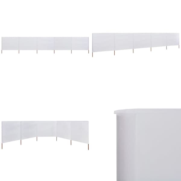 5-panels læsejl 600x120 cm stof sandhvid - Læsejl - Læskærm - Home & Living