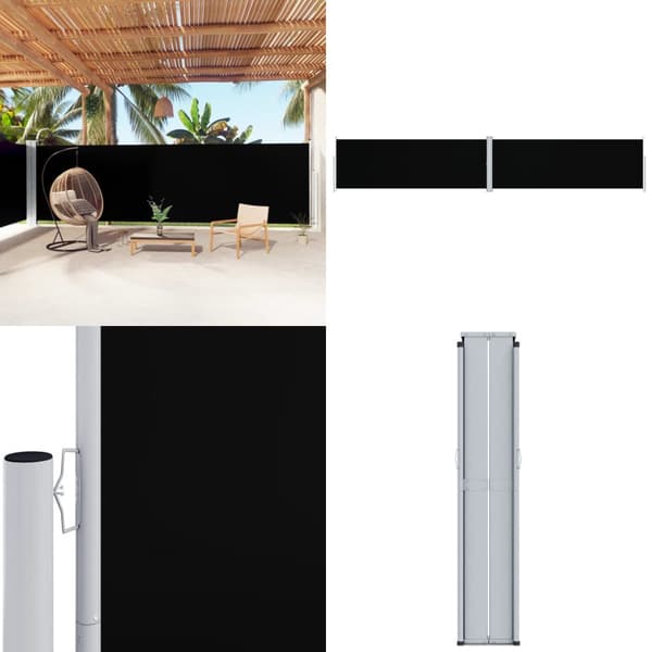 Infällbar sidomarkis svart 180x1000 cm - Balkongmarkis - Sidomarkiser - Home & Living
