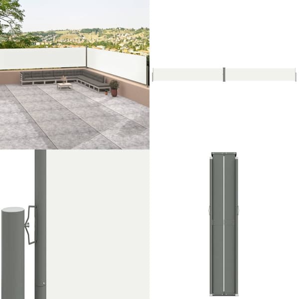 Infällbar sidomarkis gräddvit 117x1200 cm - Balkongmarkis - Sidomarkiser - Home & Living
