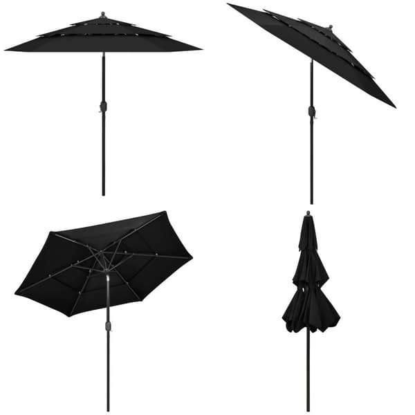 Trädgårdsparasoll med aluminiumstång 2,5 m svart - Parasoll - Parasoller - Home & Living
