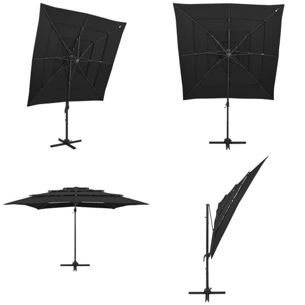 Trädgårdsparasoll med ventilation och stång svart 250x250 cm - Parasoll - Parasoller - Home & Living