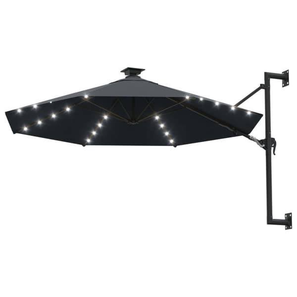 Væghængt parasol med LED metalstang 300 cm antracitgrå - Parasol - Parasoller - Home & Living
