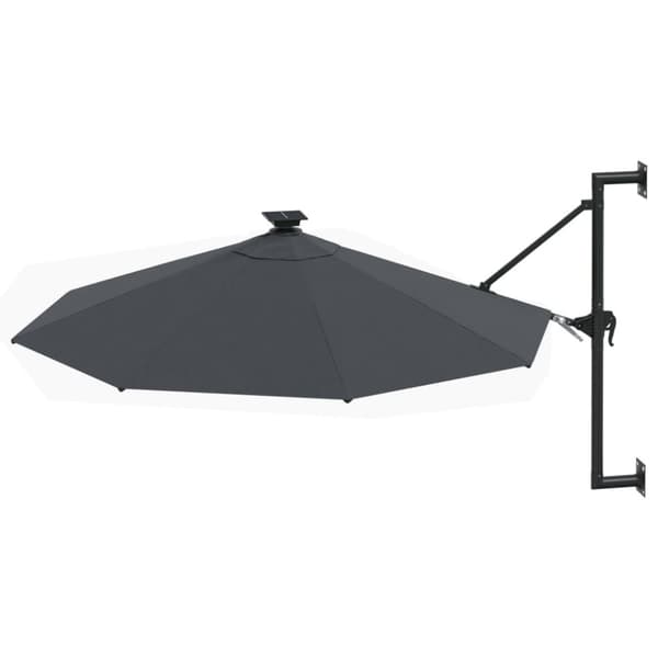 Væghængt parasol med LED metalstang 300 cm antracitgrå - Parasol - Parasoller - Home & Living