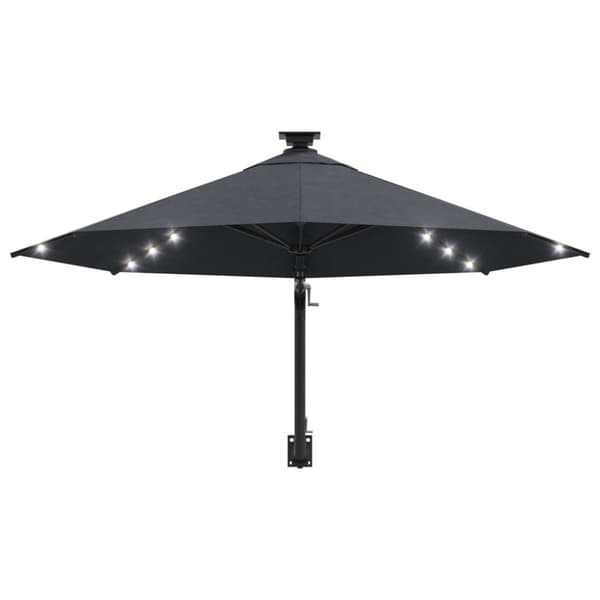 Væghængt parasol med LED metalstang 300 cm antracitgrå - Parasol - Parasoller - Home & Living