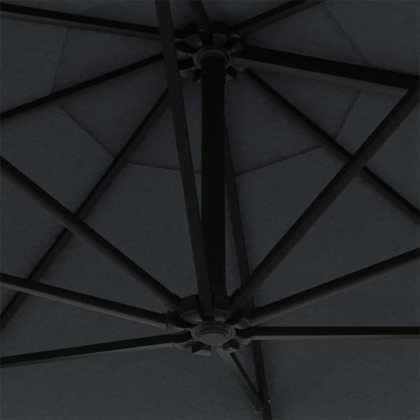 Væghængt parasol med LED metalstang 300 cm antracitgrå - Parasol - Parasoller - Home & Living