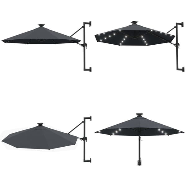 Væghængt parasol med LED metalstang 300 cm antracitgrå - Parasol - Parasoller - Home & Living