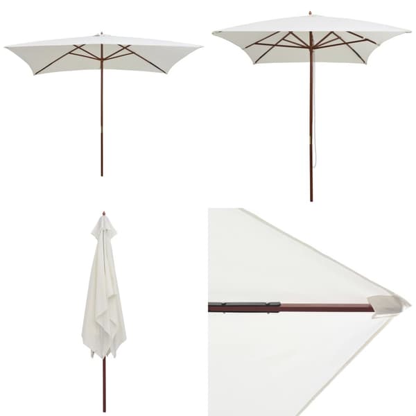 Parasol 200 x 300 cm træstang cremehvid - Parasol - Parasoller - Home & Living