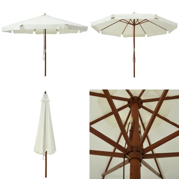 Trädgårdsparasoll med trästång 330 cm sandvit - Parasoll - Parasoll - Home & Living