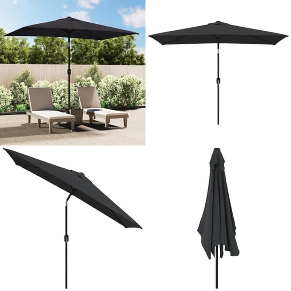 Trädgårdsparasoll med metallstång 300x200 cm svart - Parasoll - Parasoll - Home & Living
