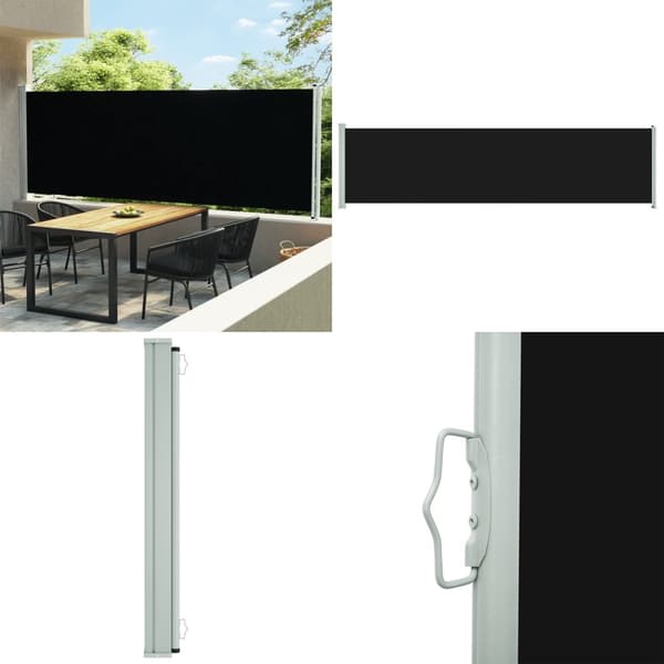 Infällbar sidomarkis 600x160 cm svart - Sidomarkis - Sidomarkiser - Home & Living