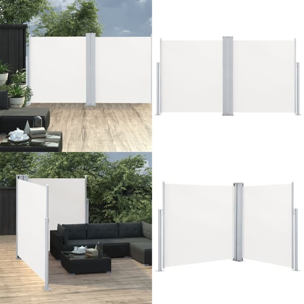 Infällbar sidomarkis dubbel 170x600 cm gräddvit - Sidomarkis - Sidomarkiser - Home & Living