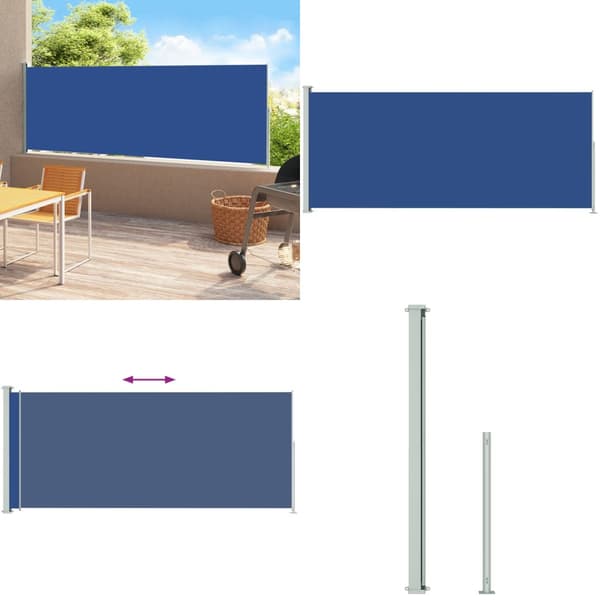 Sammenrullelig sidemarkise til terrassen 180x500 cm blå - Sidemarkise - Sidemarkiser - Home & Living