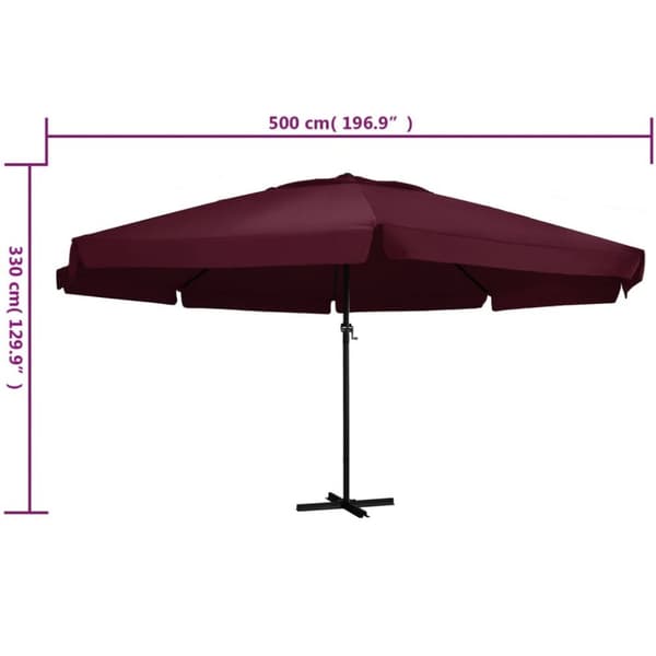 parasol med aluminiumsstang 600 cm bordeaux