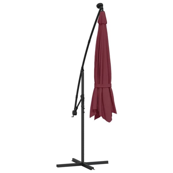 Aurinkovarjo LED-valoilla viininpunainen 350 cm