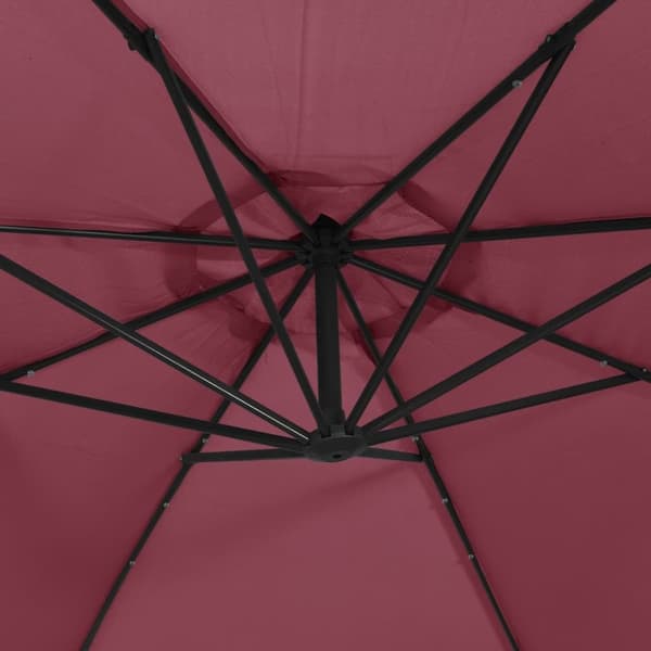 Aurinkovarjo LED-valoilla viininpunainen 350 cm