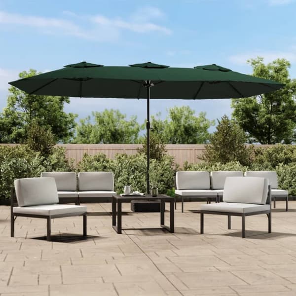 parasol m. dobbelt parasoldug 449x245 cm grøn