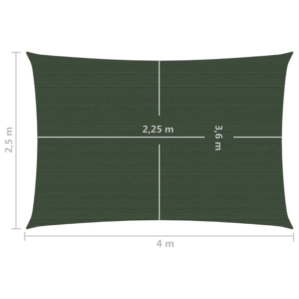 solsejl 2,5x4 m 160 g/m² HDPE mørkegrøn