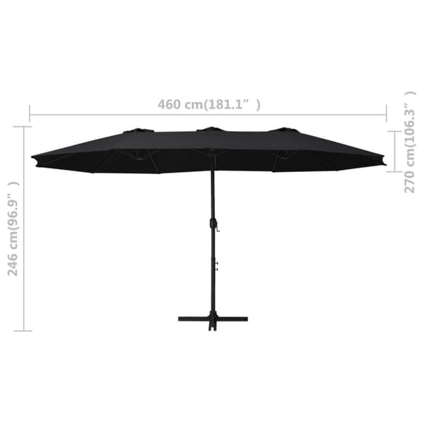 udendørs parasol med aluminiumsstang 460 x 270 cm sort