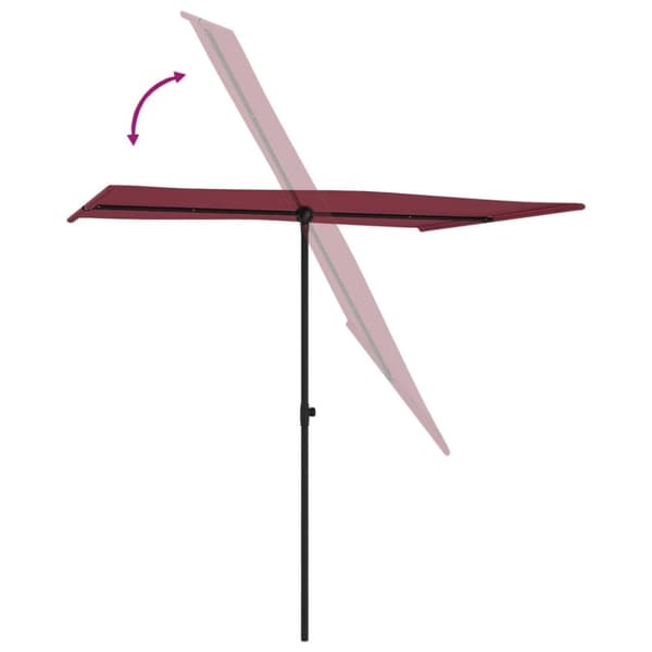 parasol med aluminiumstang 2x1,5 m bordeauxrød