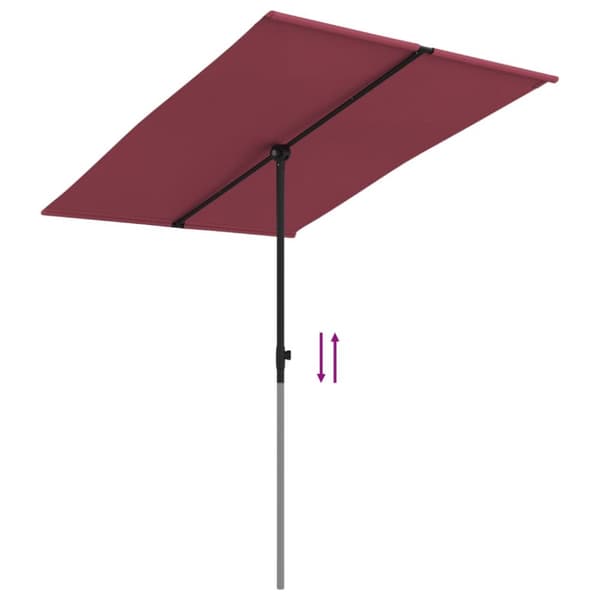 parasol med aluminiumstang 2x1,5 m bordeauxrød