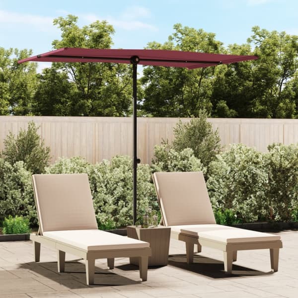 parasol med aluminiumstang 2x1,5 m bordeauxrød