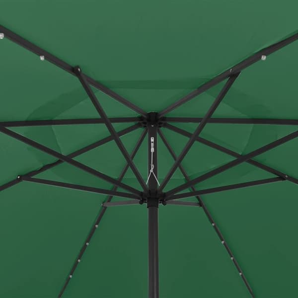 Aurinkovarjo LED-valot ja metallitanko 400 cm vihreä
