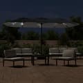 Miniatyrbillede 3 af 10: parasol med dobbelt parasoldug og LED-lys 449x245 cm sort