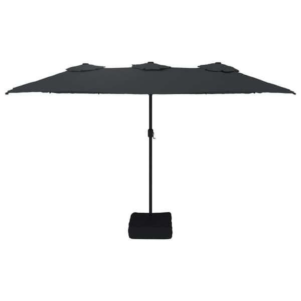 parasol med dobbelt parasoldug og LED-lys 449x245 cm sort
