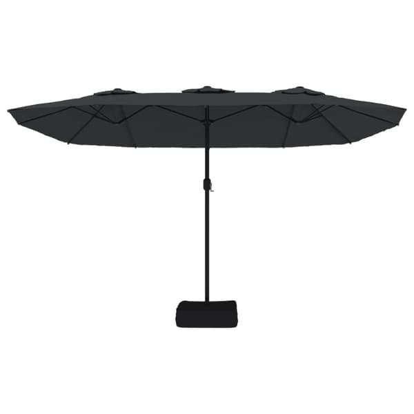 parasol med dobbelt parasoldug og LED-lys 449x245 cm sort