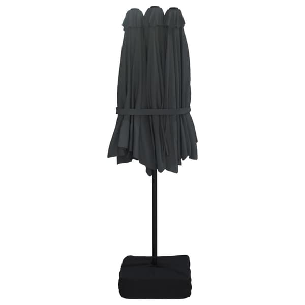 parasol med dobbelt parasoldug og LED-lys 449x245 cm sort