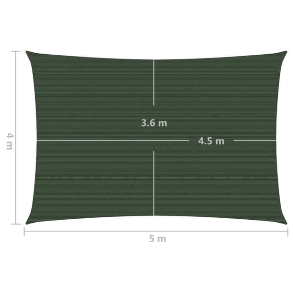 solsejl 4x5 m 160 g/m² HDPE mørkegrøn