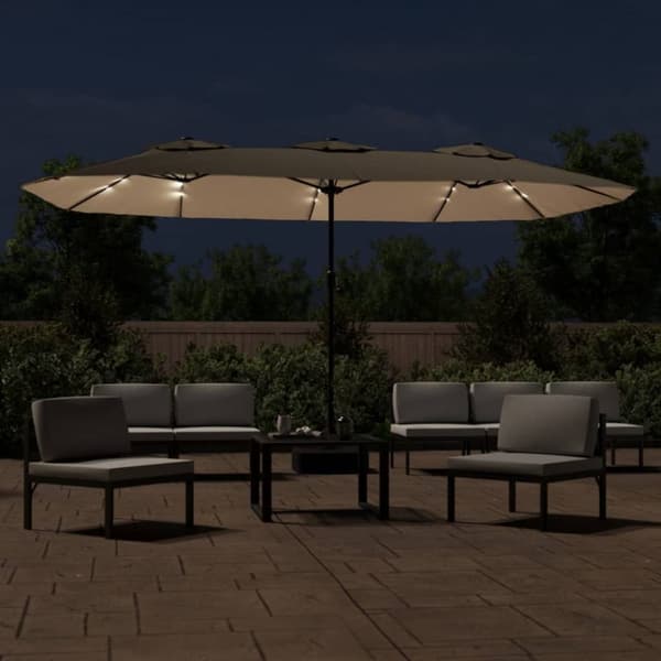 Aurinkovarjo kaksipäinen LED-valot taupe 449x245 cm