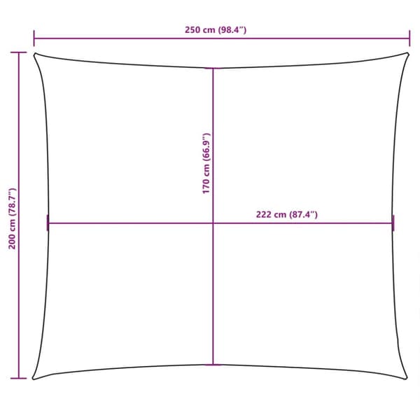 Aurinkopurje Oxford-kangas suorakaide 2x2,5 m ruskea