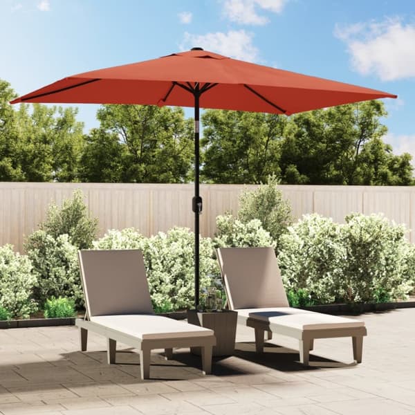 udendørs parasol med metalstang 300 x 200 cm terracottafarvet