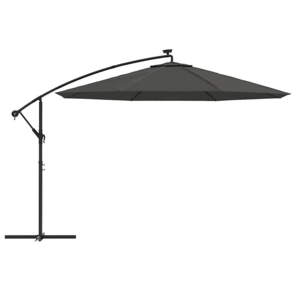 Aurinkovarjo cantilever LED ja metallitolppa 350 cm antrasiitti
