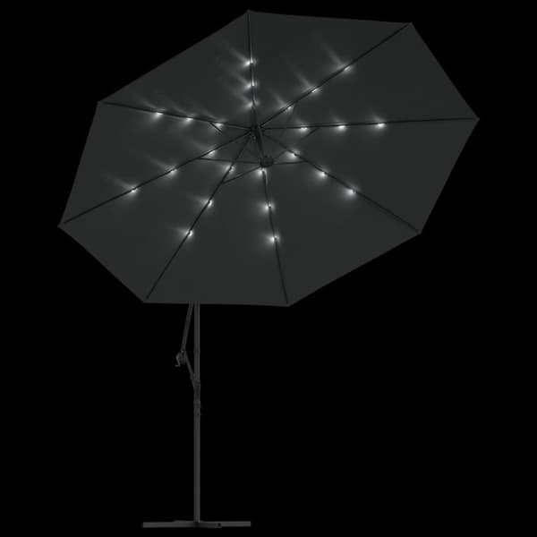 Aurinkovarjo cantilever LED ja metallitolppa 350 cm antrasiitti