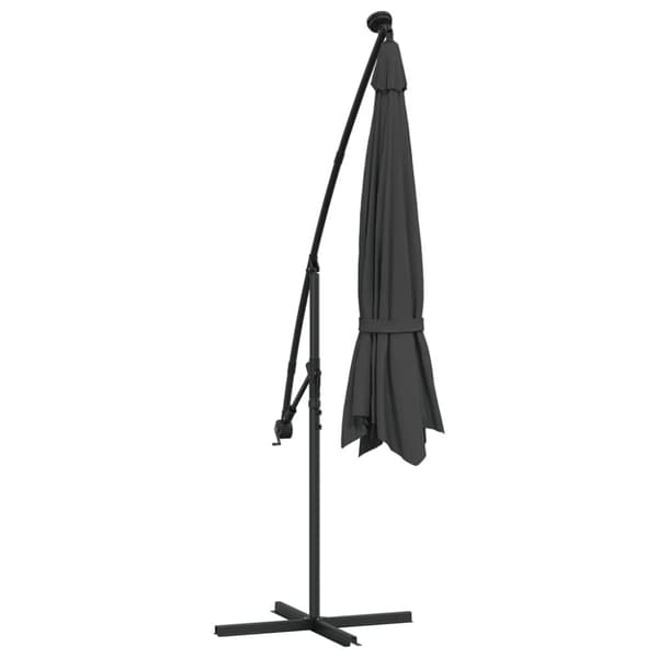 Aurinkovarjo cantilever LED ja metallitolppa 350 cm antrasiitti