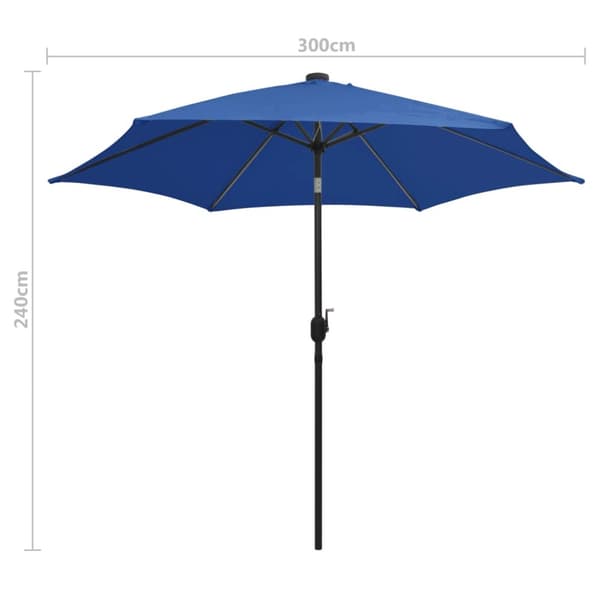 Aurinkovarjo LED-valot alumiinitolpalla 300 cm taivaansininen
