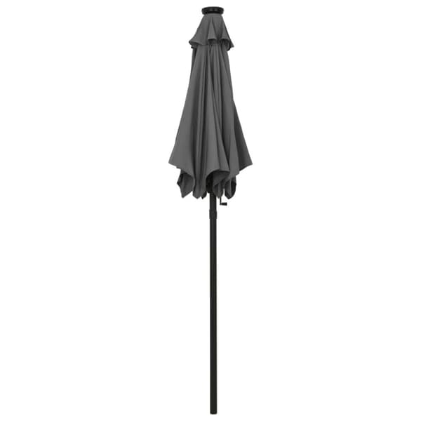 Puutarha-aurinkovarjo LED-valolla antras. 200x211 cm alumiini
