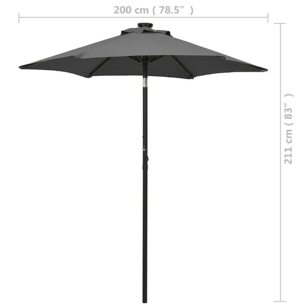 Puutarha-aurinkovarjo LED-valolla antras. 200x211 cm alumiini