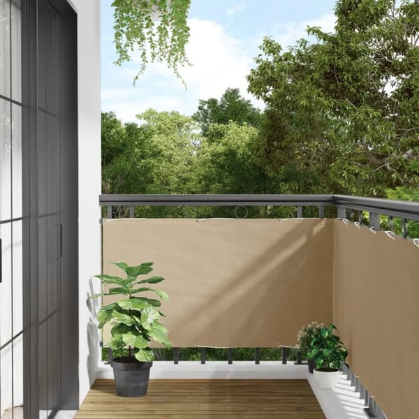 balkonafskærmning Oxford-stof 75x600 cm beige